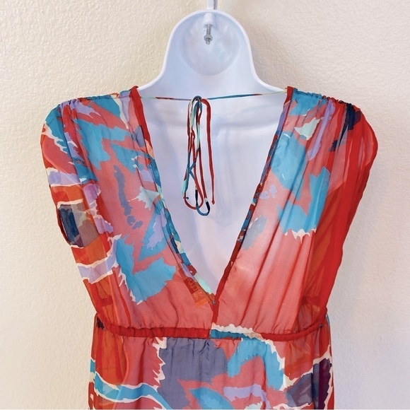 Tibi Semi Sheer Floral Swim Cover Up Swim Dress - Picture 4 of 5